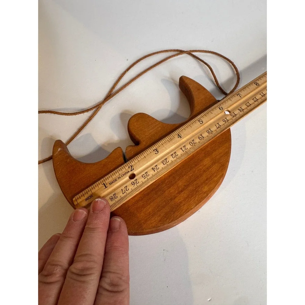 Vintage Celestial Wooden Moon Wall Hanging German Folk Art Boho Decor